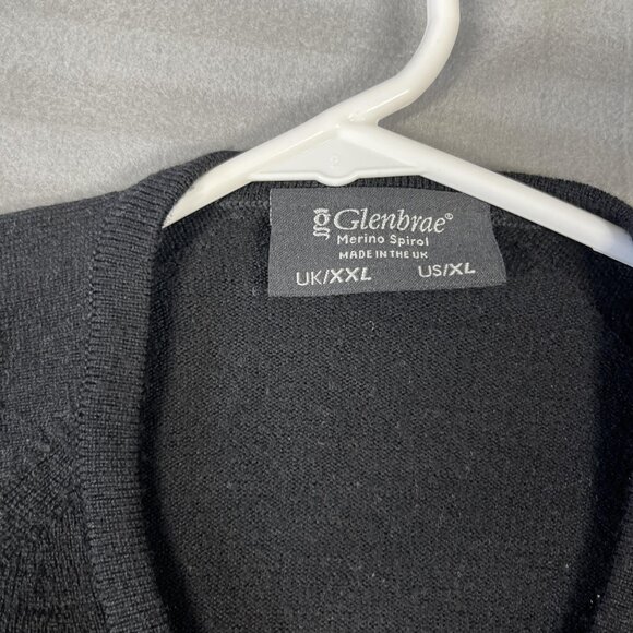 Glenbrae Sweater Mens XL Black Merino Wool Royal Lytham Golf Pullover UK Made - Picture 5 of 8